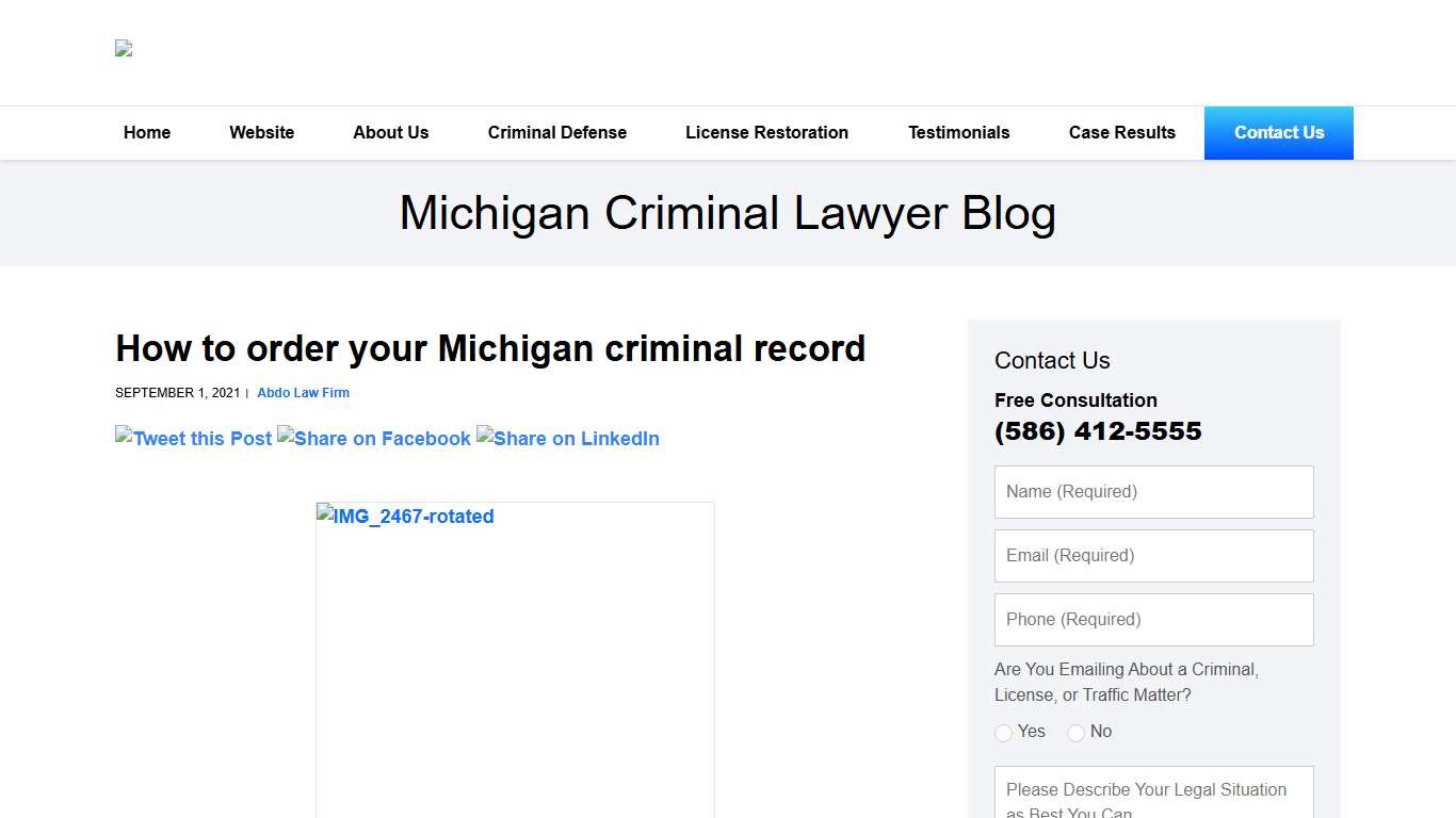 How to order your Michigan criminal record — Michigan Criminal Lawyer Blog — September 1, 2021