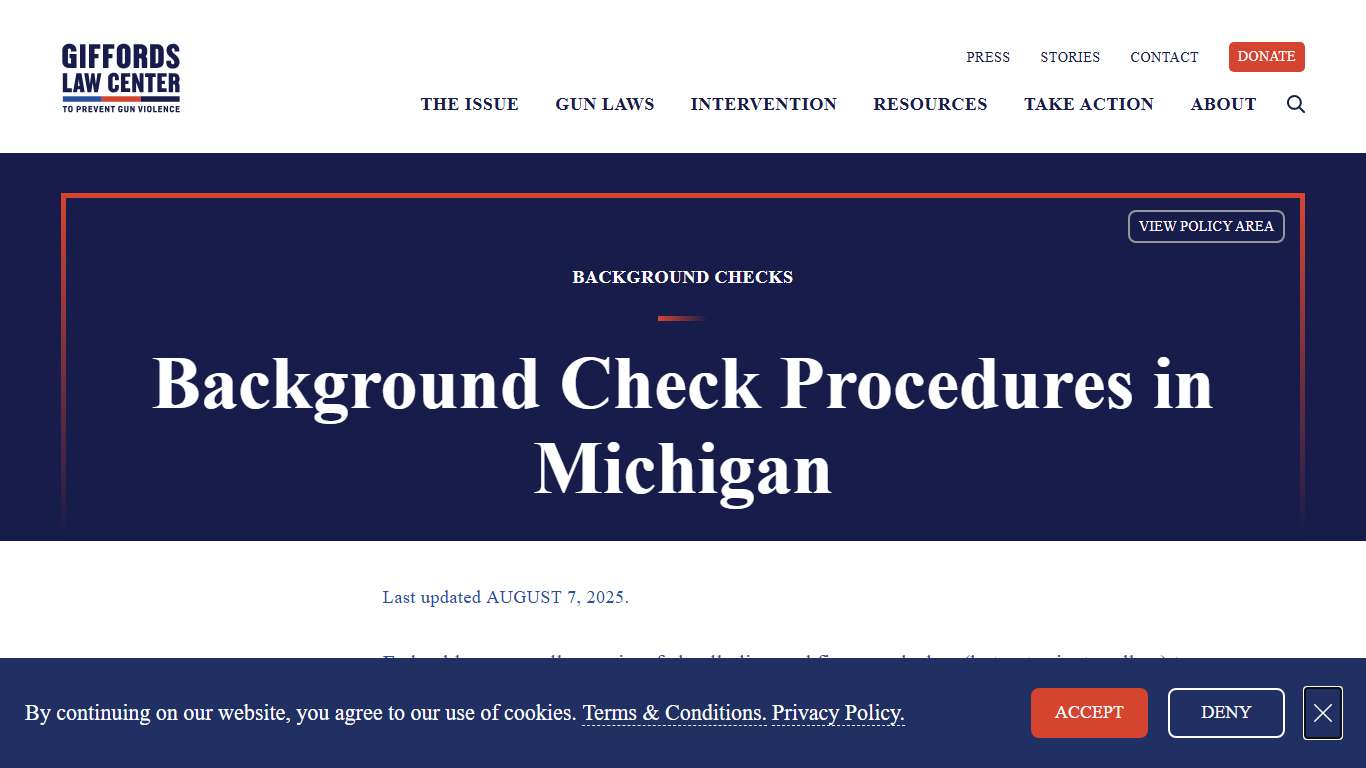 Background Check Procedure Laws in Michigan Giffords